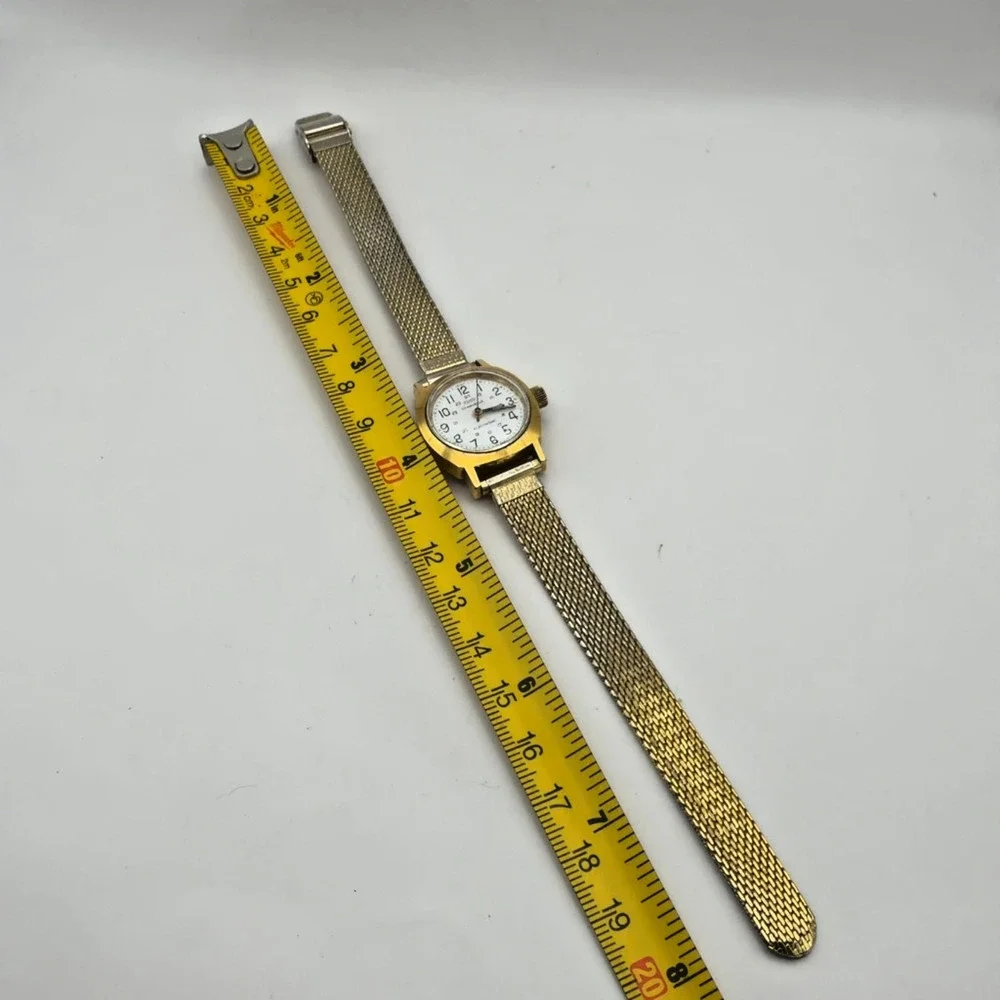 Caravelle Electronic Ladies Wristwatch Gold Tone Mesh Band For Parts